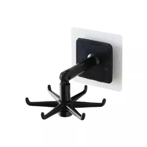 360 Degree Rotating Kitchen Rotating Utensil Rack With 6 Hooks For Knives Spoon Pot And Pan