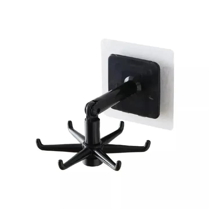 360 Degree Rotating Kitchen Rotating Utensil Rack With 6 Hooks For Knives Spoon Pot And Pan