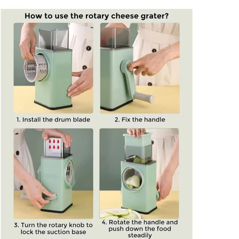 Storm Vegetable Cutter Multifunctional Manual Rotary Cheese Grater Shredder  Wider Hopper Round Mandolin Drum Slicer Cutter For Kitchen