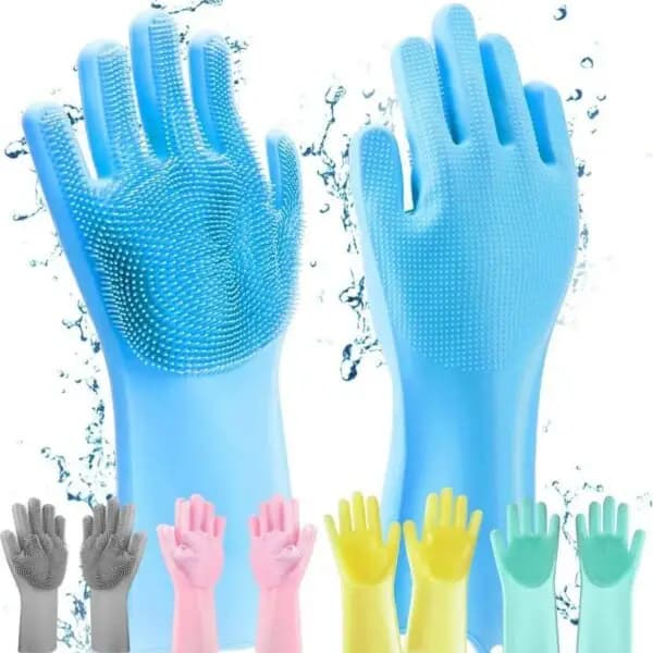 Silicone Washing Full Finger Gloves  For Home (random Colors)