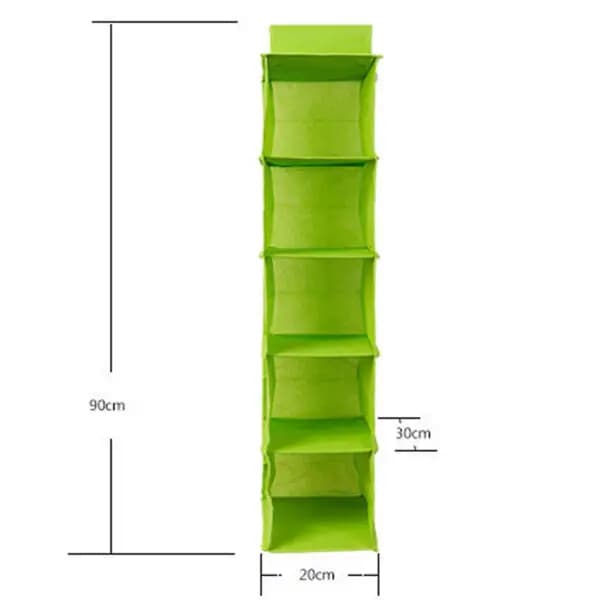 5 Shelf Clothes Hanging Organizers Pant Organizer Wardrobe Section Storage Closet Organiser (black Color)