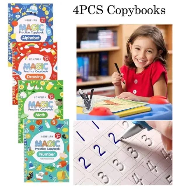 4 Pcs Set Magic Practice Copybook Book For Kids ,