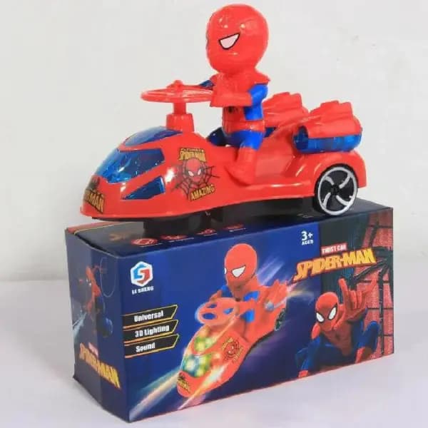Marvel Spiderman Twisting Car Electric Universal Wheel Scooter Colorful Tumbling Light Music Anime Figure Car Kids Xmas Gift Toy