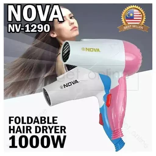 Nova Nv-1290 Professional Foldable Hair Dryer With 2 Speed Control Hair Dryer (1000w, Multicolor)
